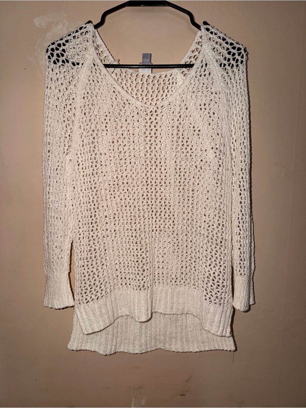 jcpenney Cream Open-Knit V-Neck Sweater